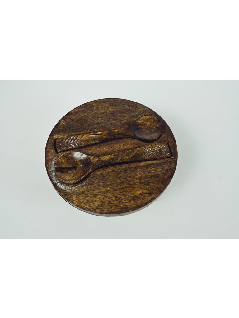 Elements of Piharwa Wooden serving bowl with wooden spoon