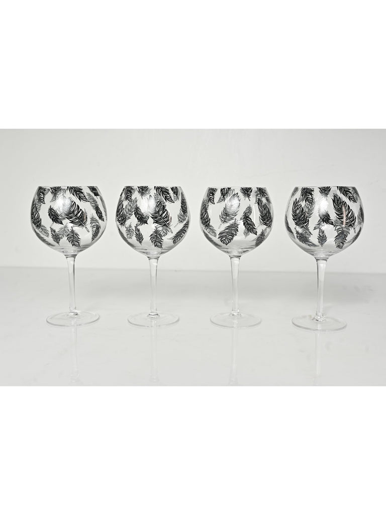 Elements of Piharwa Leaf print goblet ( set of 4)