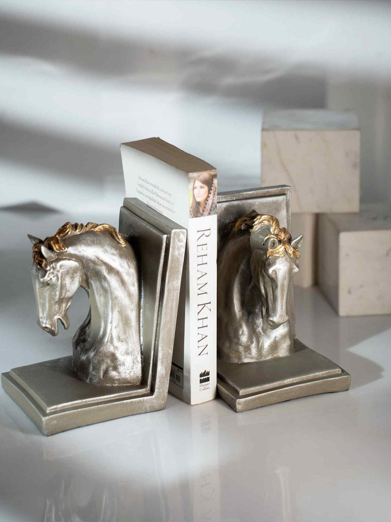 Elements of Piharwa Silver Horse-Bust Bookend