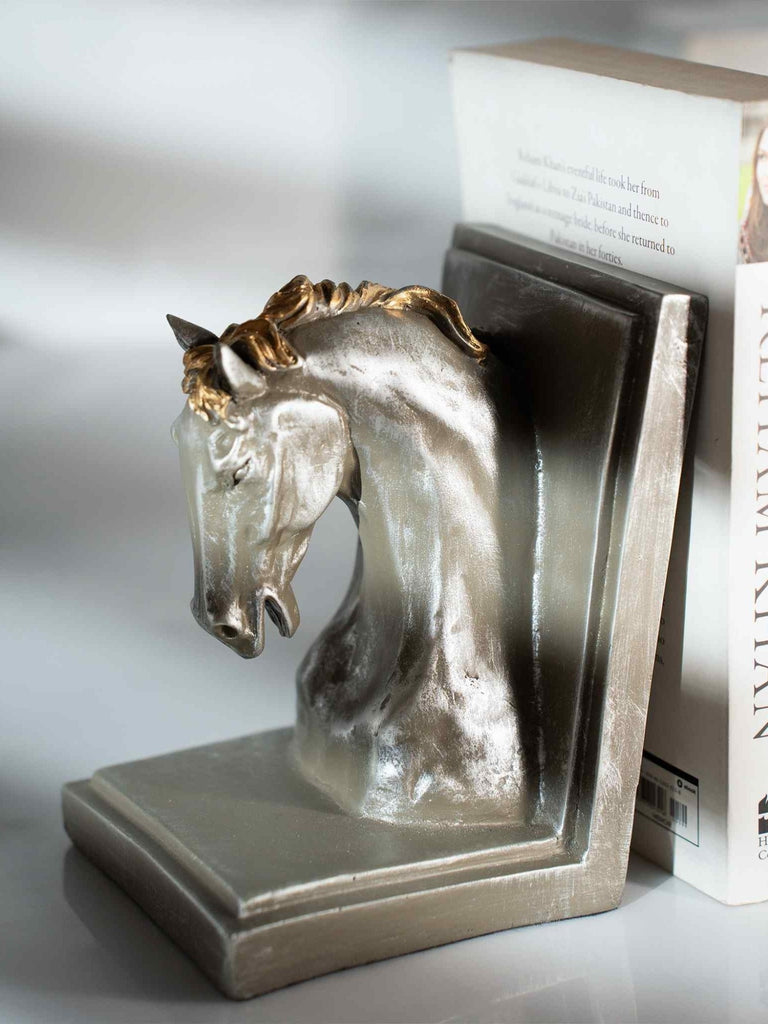 Elements of Piharwa Silver Horse-Bust Bookend