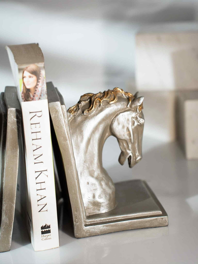 Elements of Piharwa Silver Horse-Bust Bookend