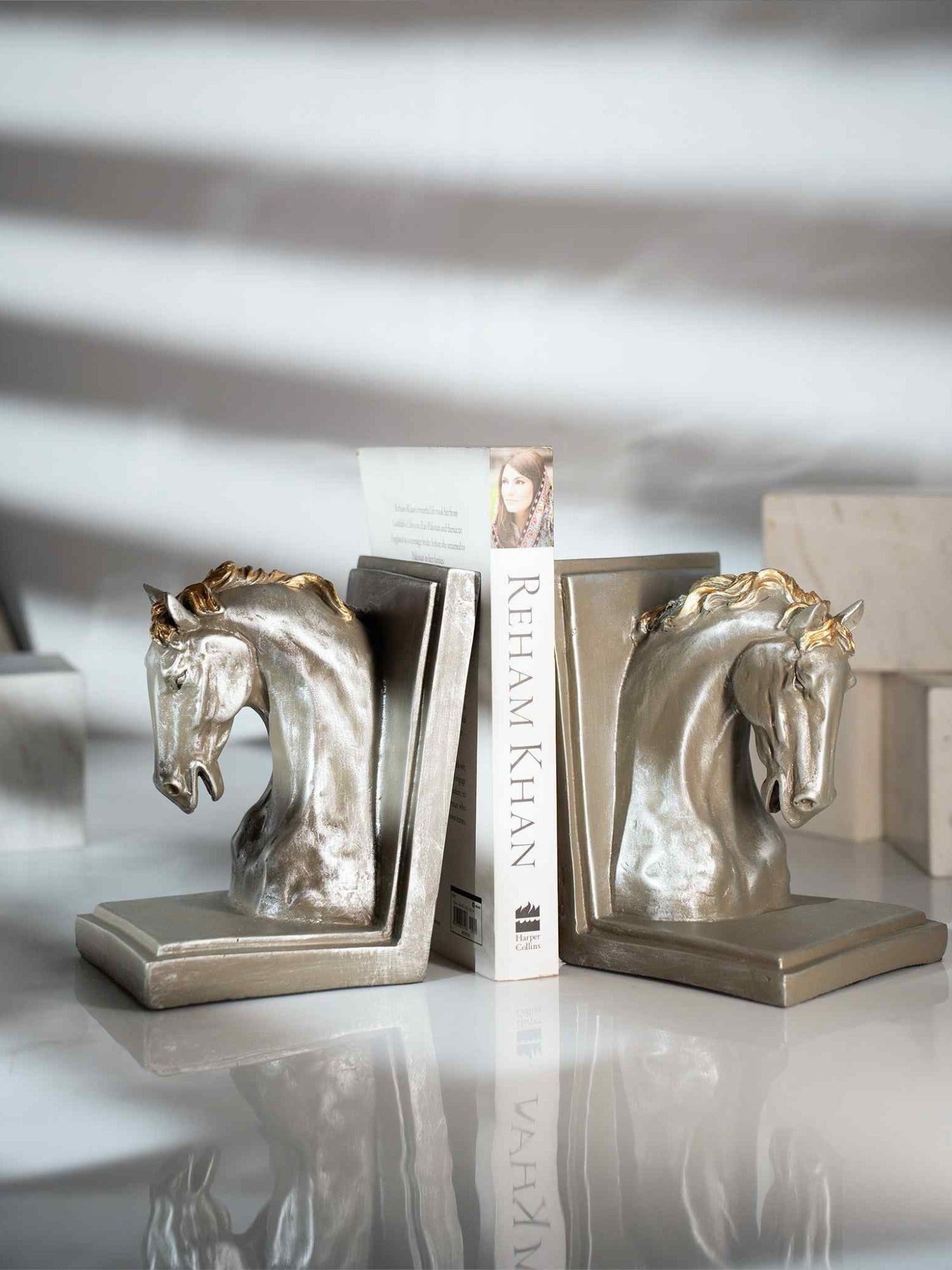 Elements of Piharwa Silver Horse-Bust Bookend