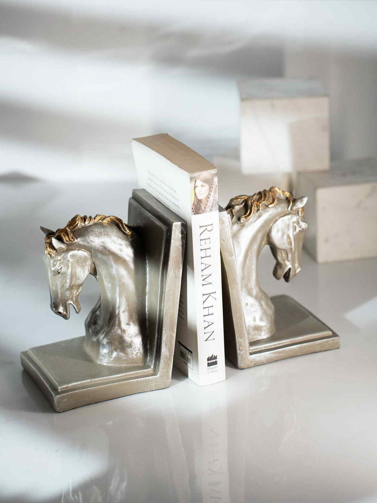 Elements of Piharwa Silver Horse-Bust Bookend