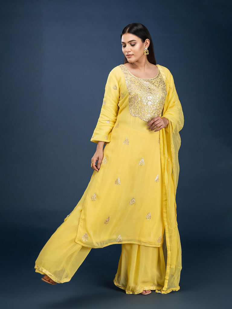 Piharwa Georgette Chifforn Suit with Plazo and Dupatta