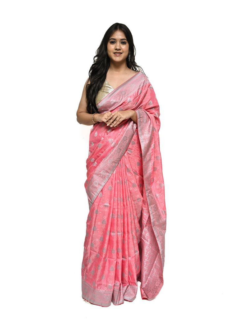 Piharwa Pink Art Silk Saree With Buta Work