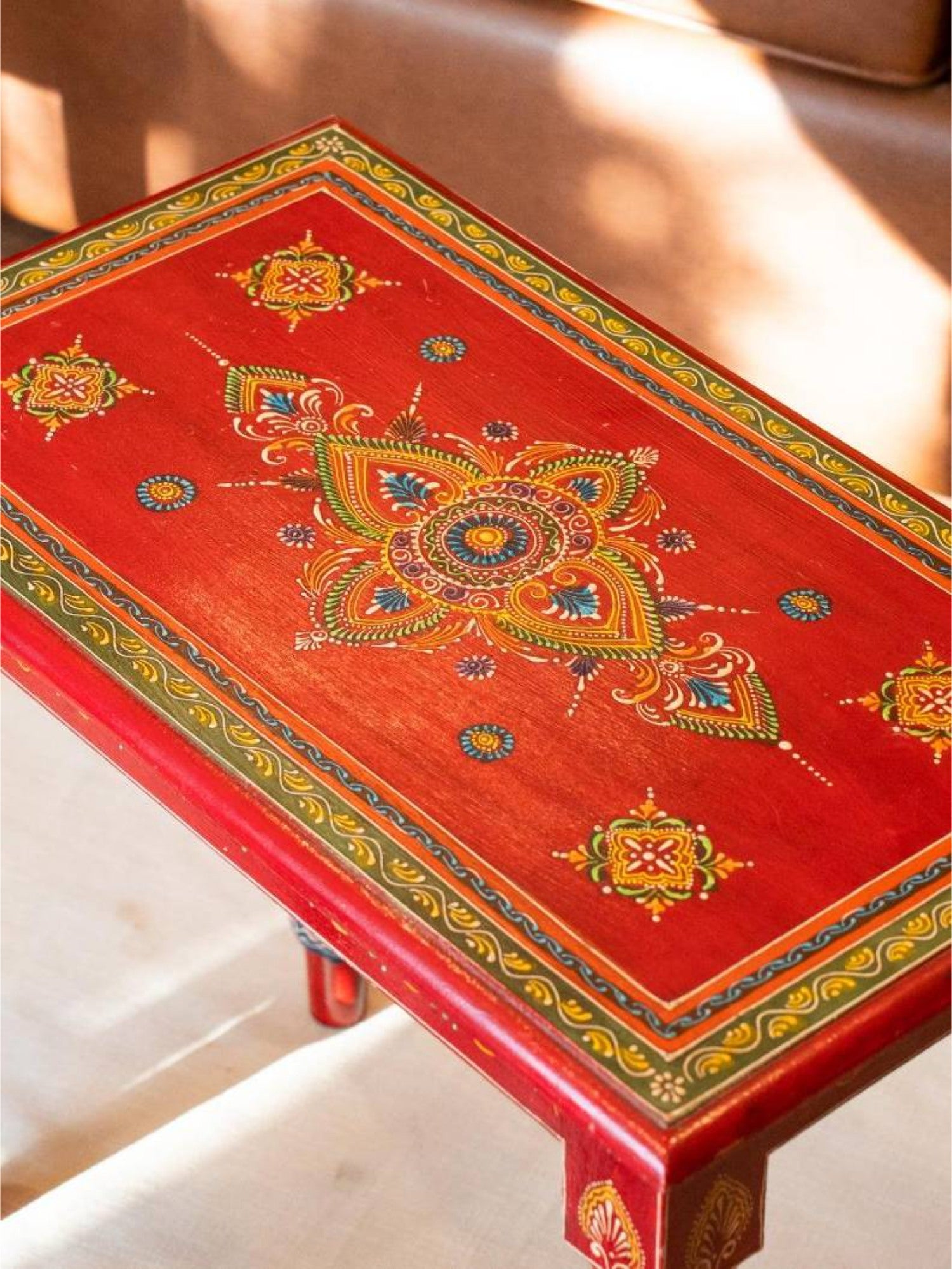 Elements of Piharwa Wooden hand painted nested table (set of 3)