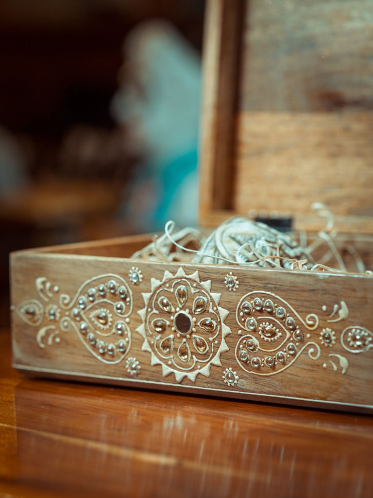 Elements of Piharwa Hand made Wooden Storage with Mirror Work