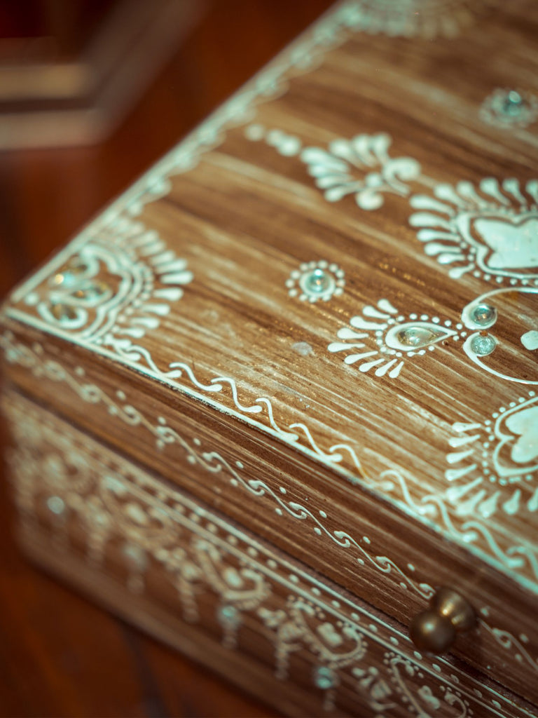 Elements of Piharwa Hand made Wooden Storage with Mirror Work