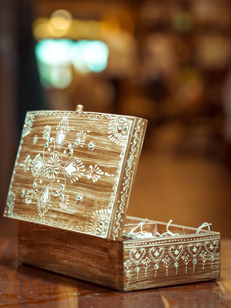 Elements of Piharwa Hand made Wooden Storage with Mirror Work