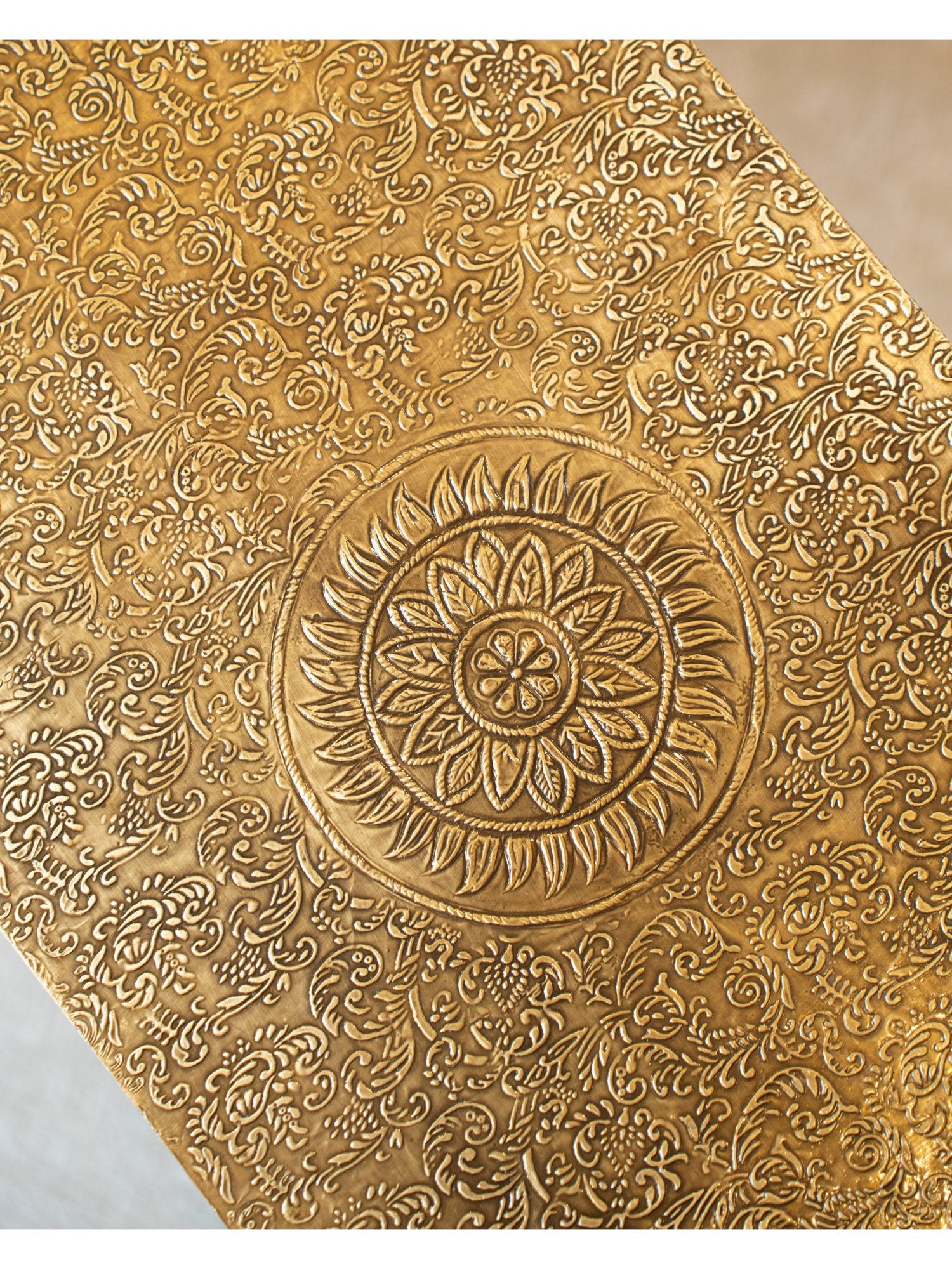 Elements of Piharwa Brass engraved mango wood elephant stool