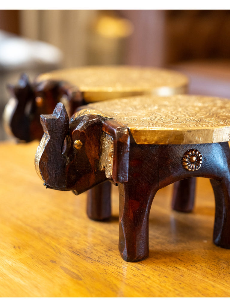 Elements of Piharwa Mini mango wood -elephant stools (set of 2)