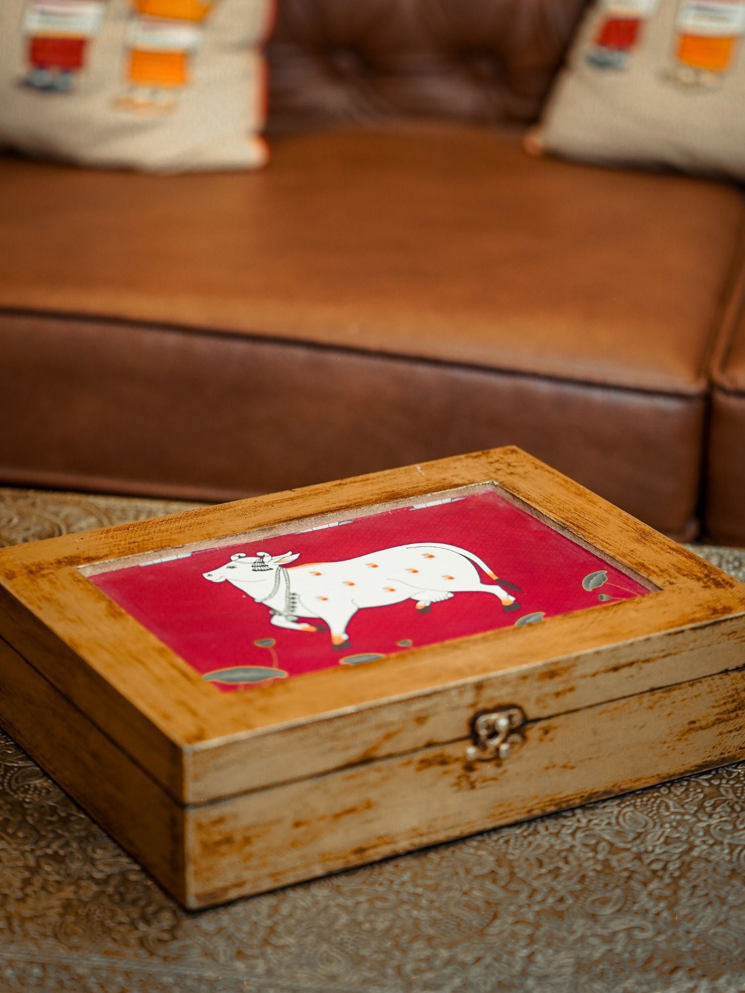 Elements of Piharwa Wooden Pichwai Multipurpose Storage Box