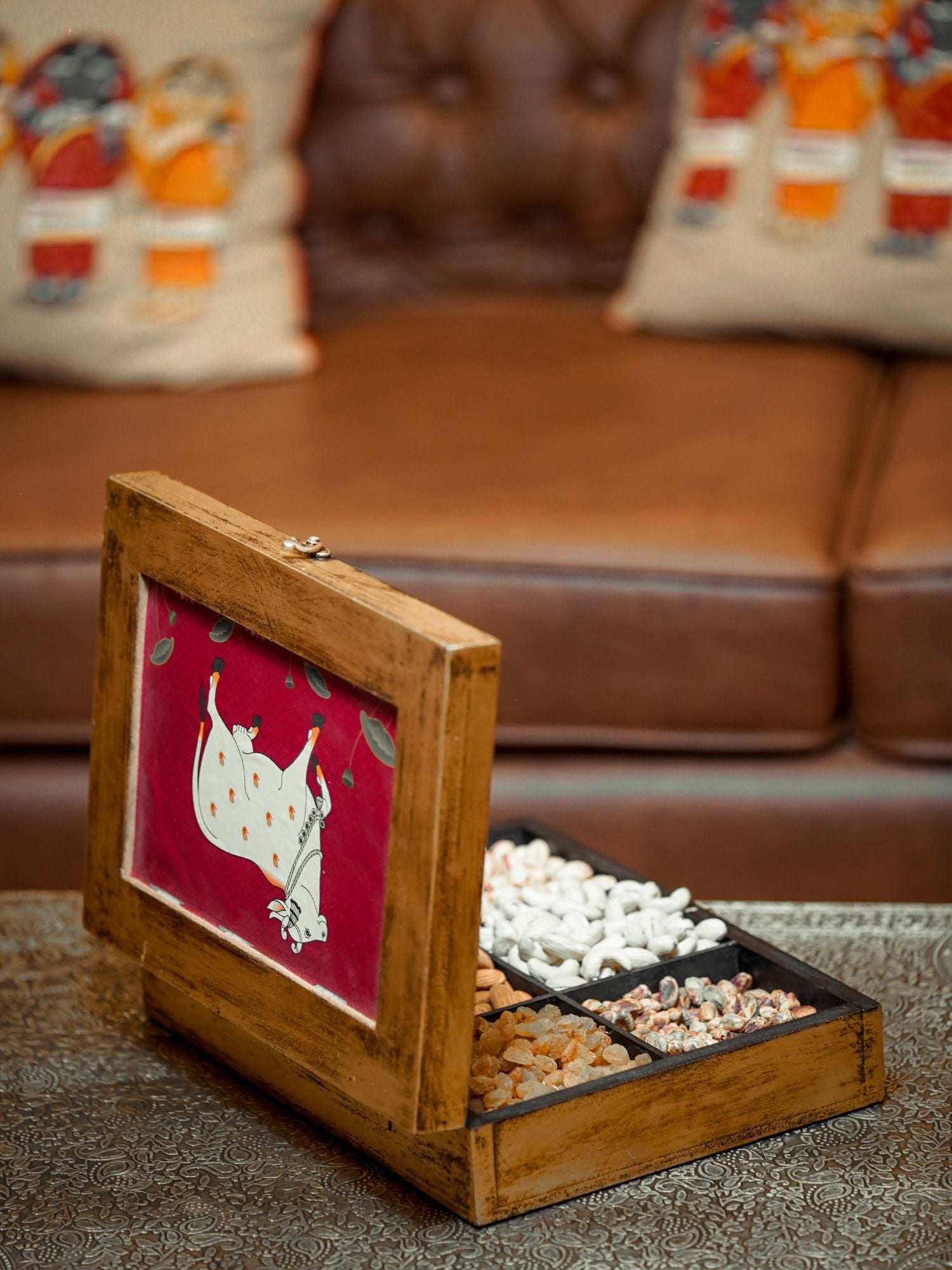 Elements of Piharwa Wooden Pichwai Multipurpose Storage Box