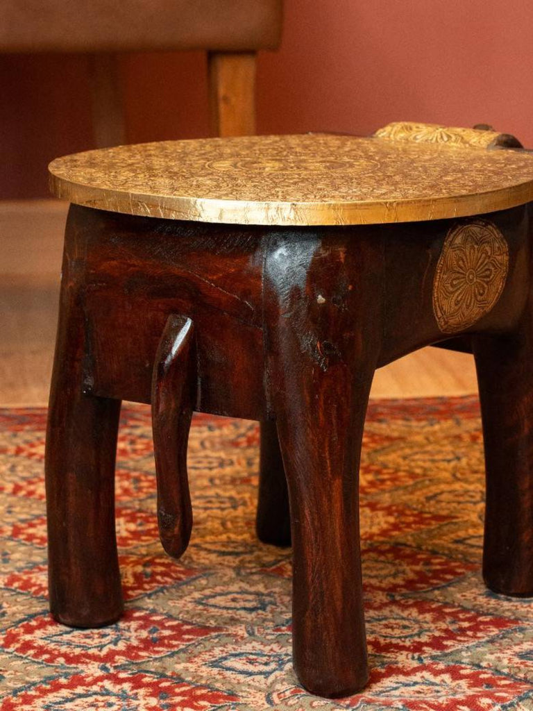 Elements of Piharwa Wooden Elephant stool Brass fitted