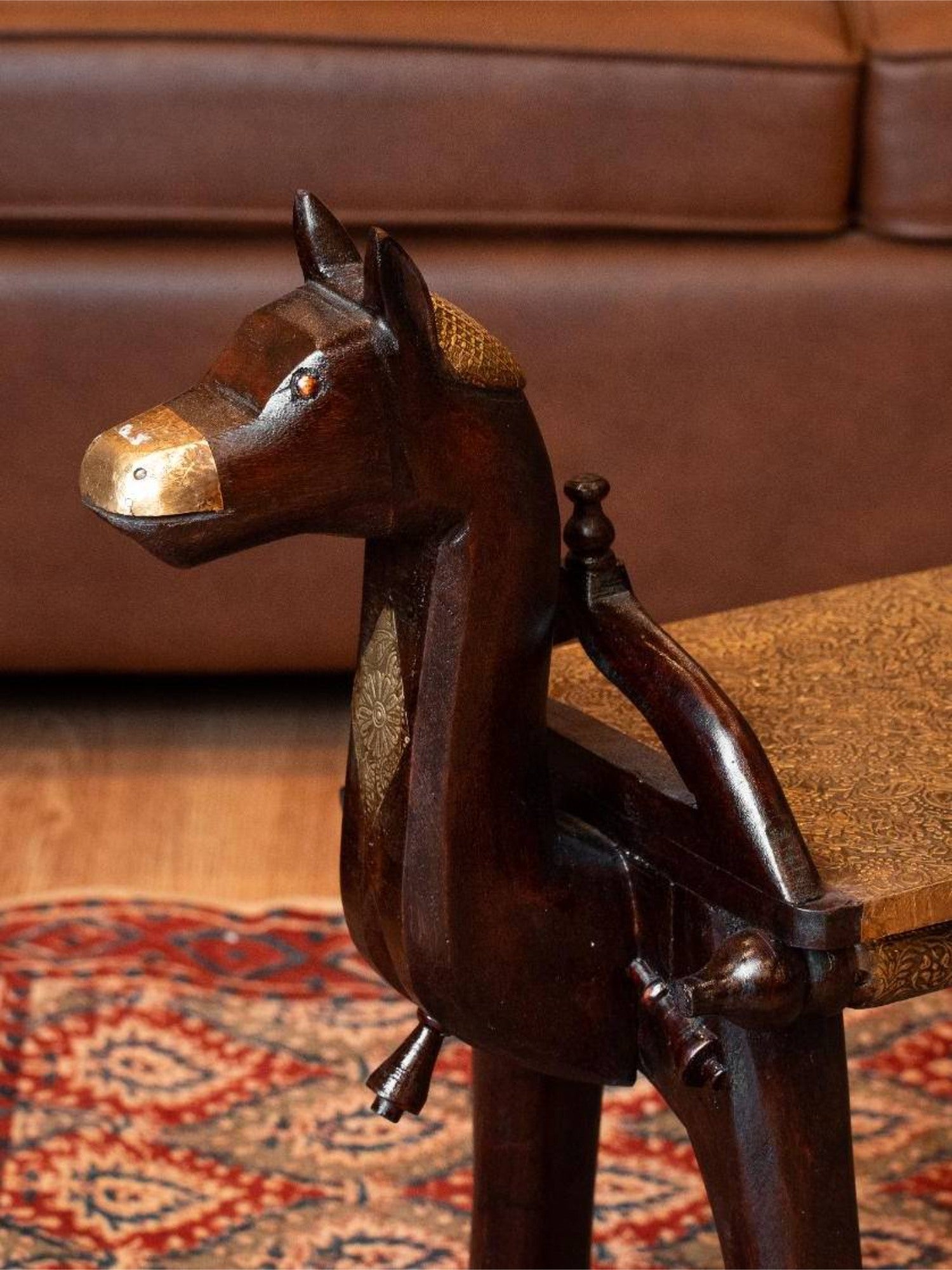 Elements of Piharwa Wooden camel single seater brass fitted