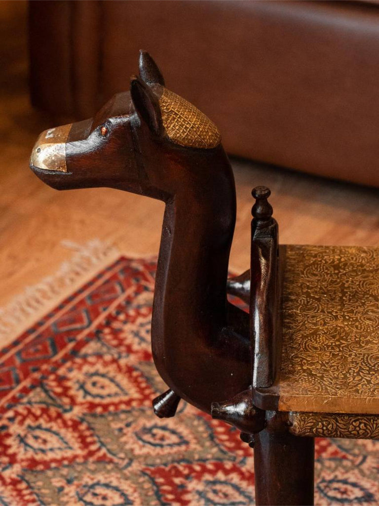 Elements of Piharwa Wooden camel single seater brass fitted