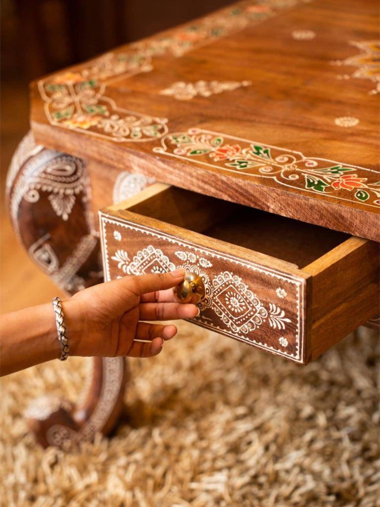 Elements of Piharwa Elephant table with polish embossed