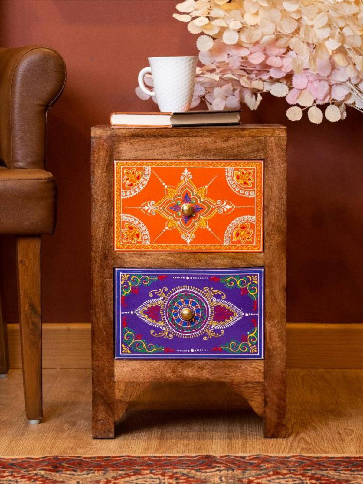 Rajwada Dual-Tone Art Drawer Cabinet – Piharwa India
