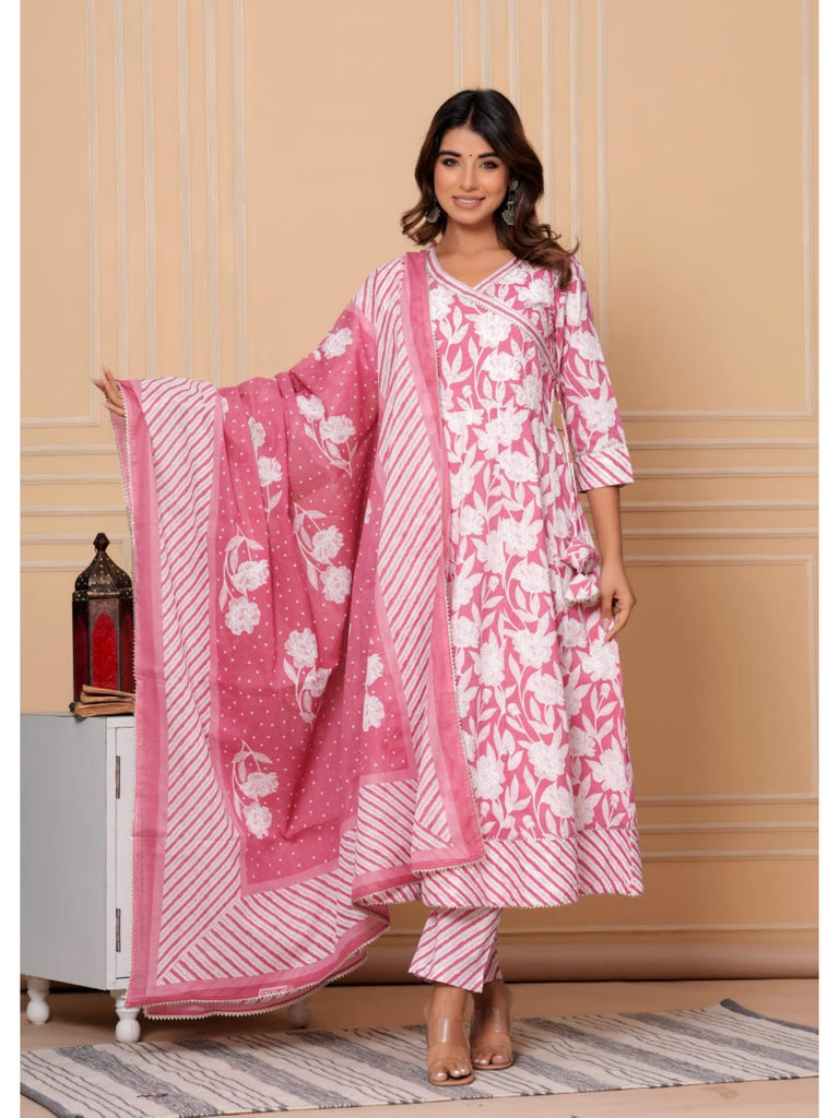 Piharwa Frock Pattern Pink and White