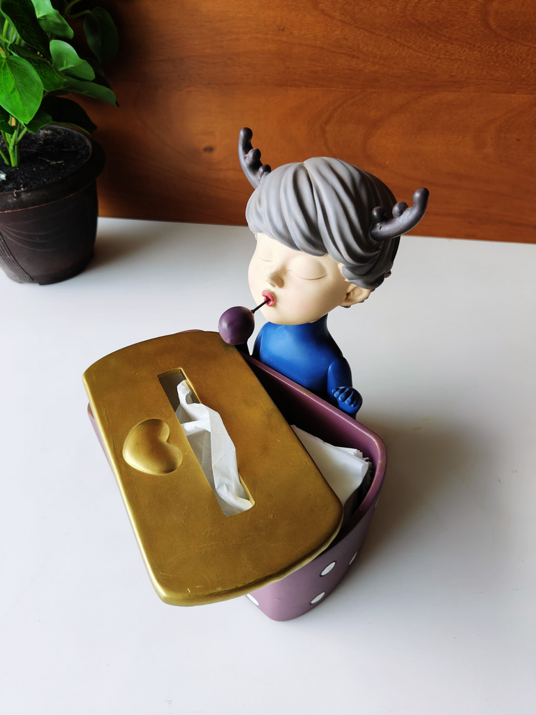 Elements of piharwa Handcrafted Fiber Ceramic Doll Tissue Box