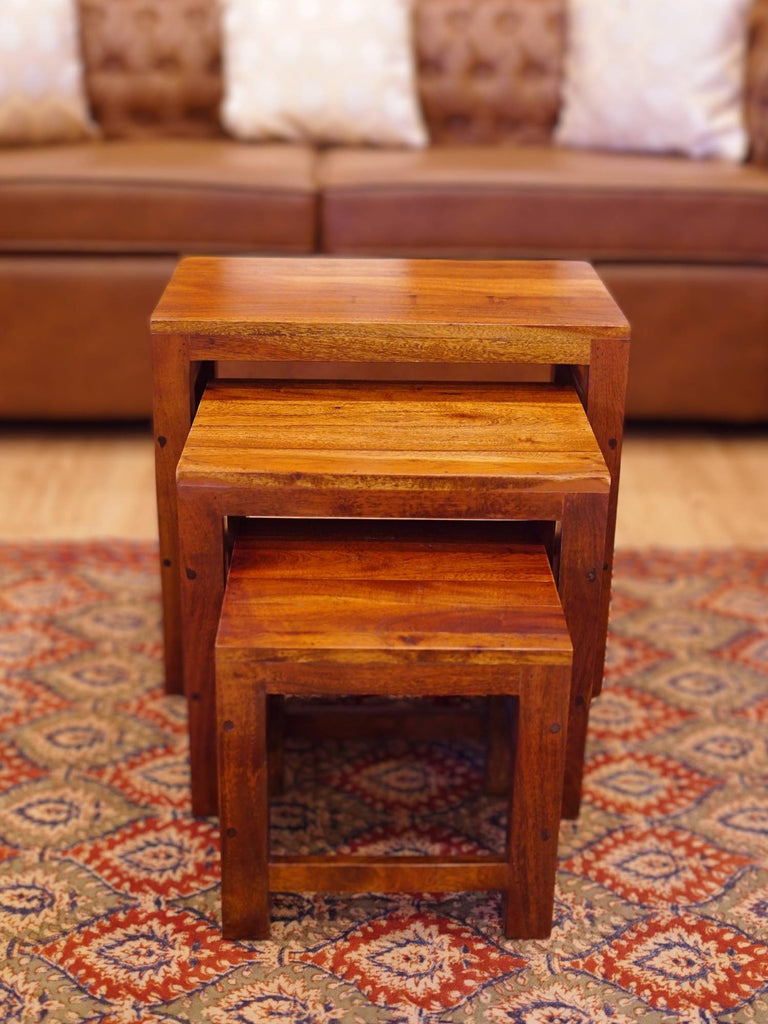 Elements of Piharwa Rustic Accent Nesting Stools (Set of 3)