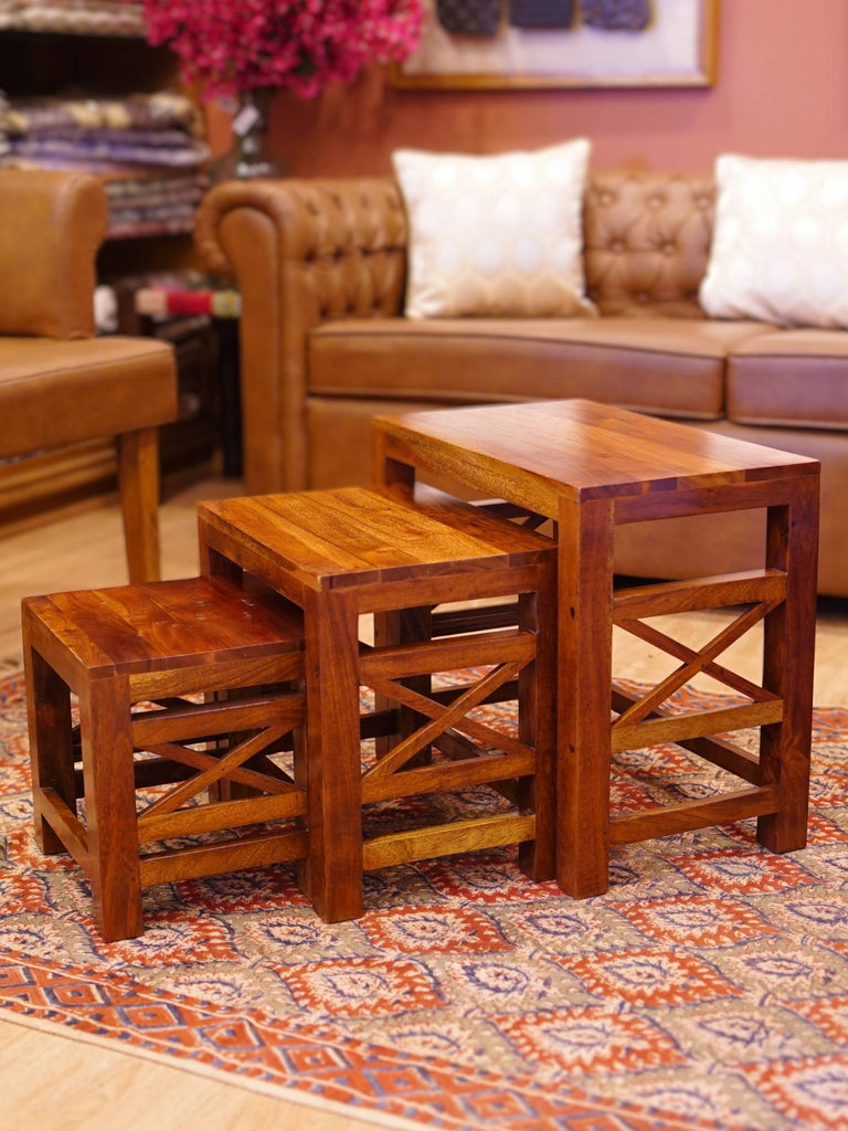 Elements of Piharwa Rustic Accent Nesting Stools (Set of 3)