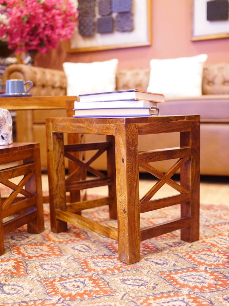 Elements of Piharwa Rustic Accent Nesting Stools (Set of 3)