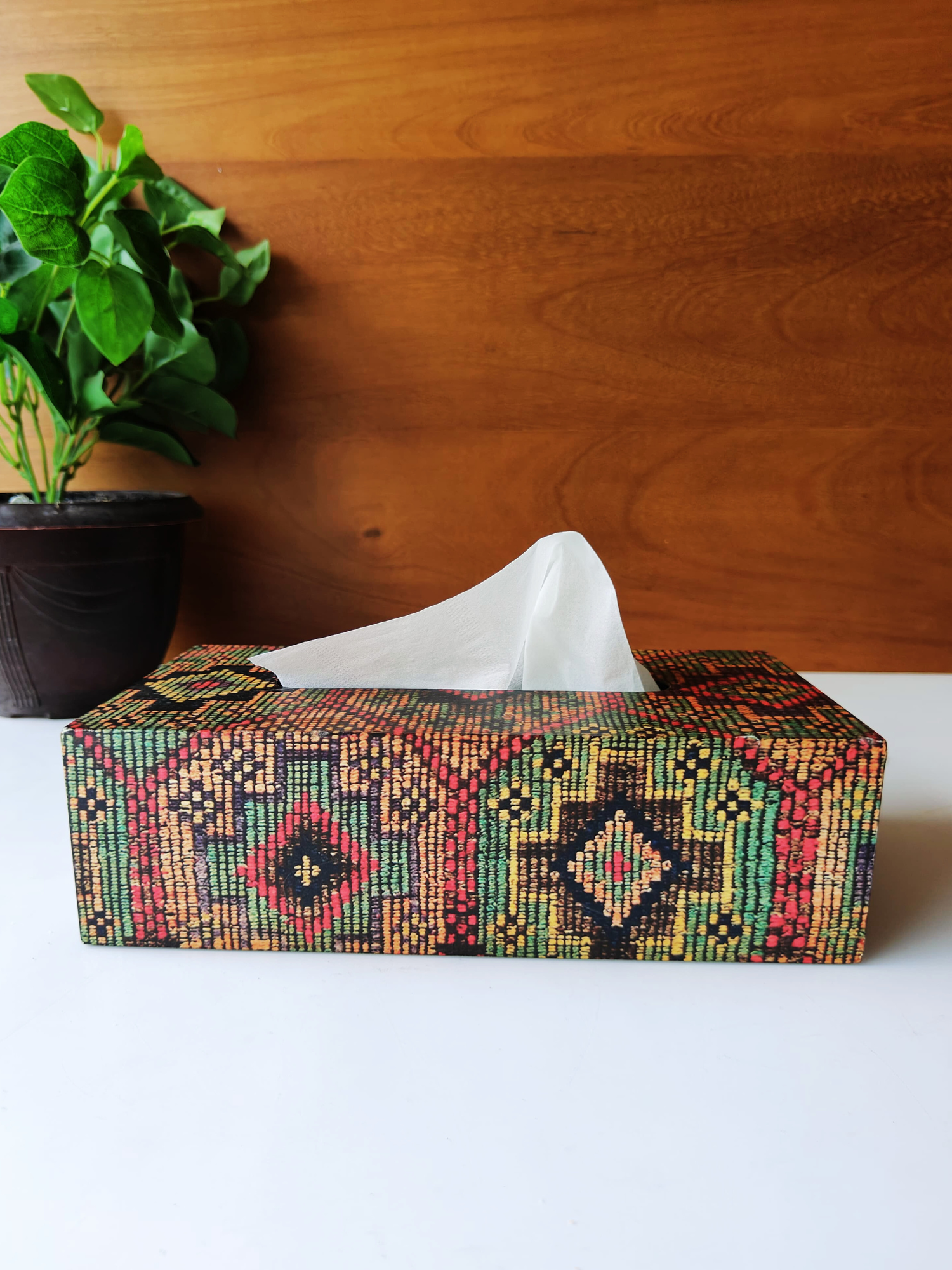 Elements of piharwa Handcrafted Multi Printed Tissue Box