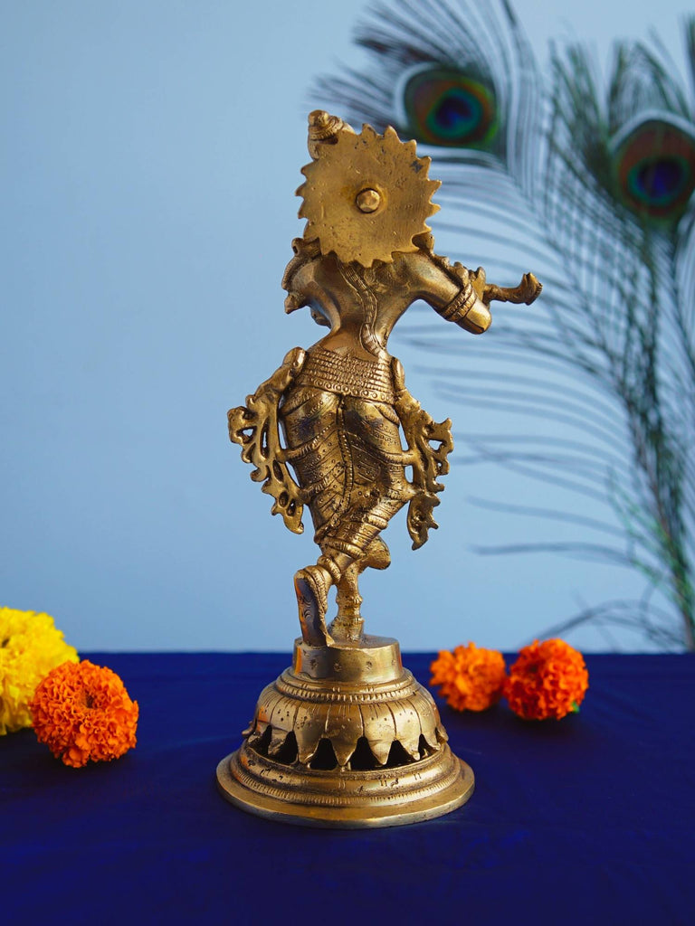 Elements of Piharwa Brass Idol Of Lord Shri Krishna Playing The Flute