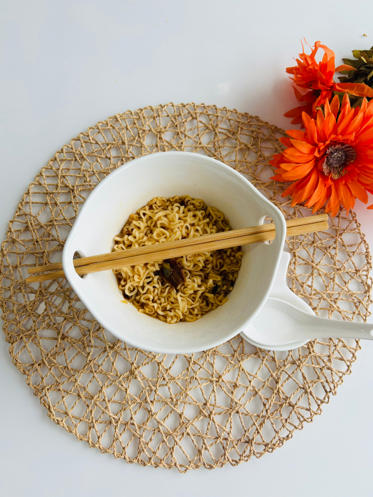 Elements of Piharwa Ceramic Noodle Bowl with Chopstick and Spoon