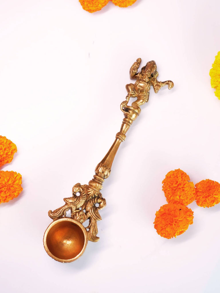 Elements of Piharwa Ganesha Brass Handcrafted Pooja Aahuti Spoon