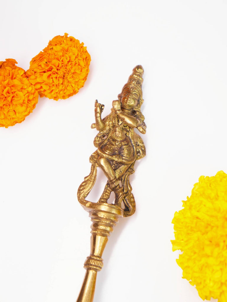 Elements of Piharwa Lord Krishna Brass Handcrafted Pooja Aahuti Spoon