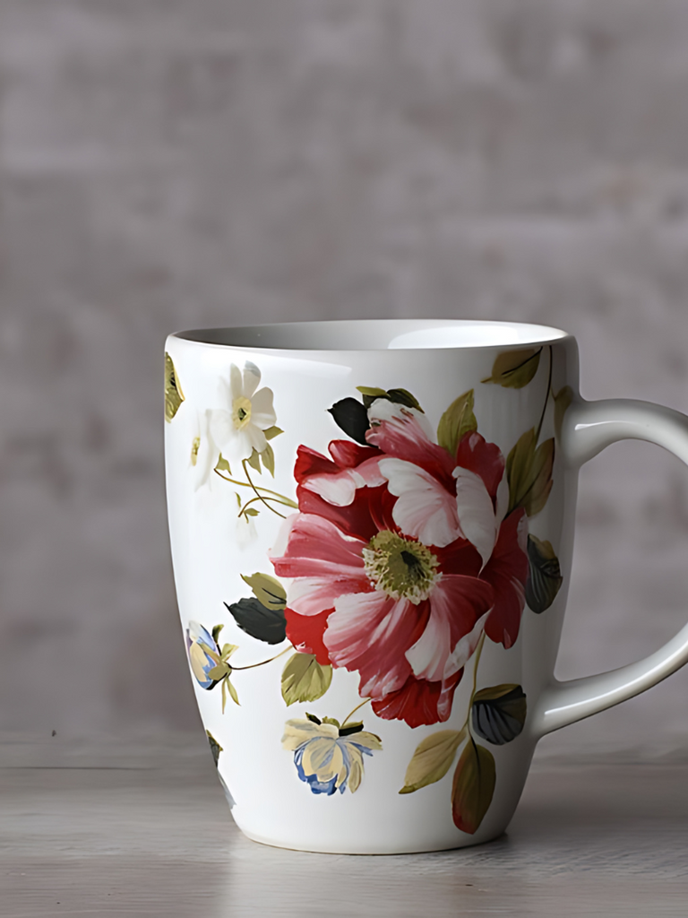 Elements of Piharwa Floral - White Mugs (Set of 4 )