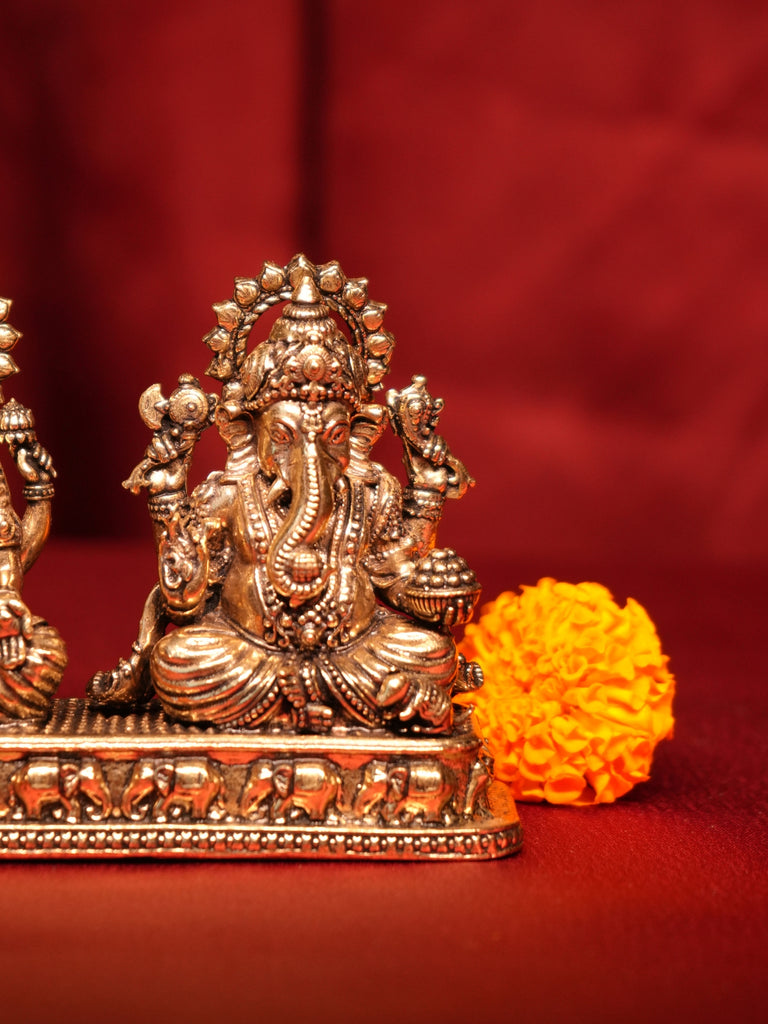 Elements of Piharwa Lakshmi Ganesh Brass Idol