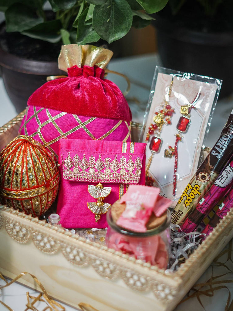 Elements of Piharwa Basket Rakhi Hamper Pink