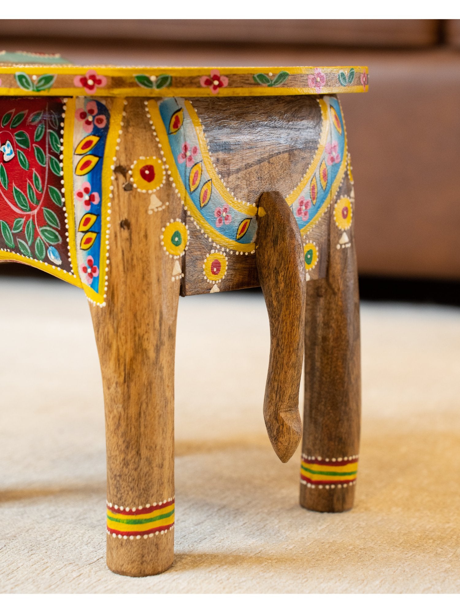 Elements of Piharwa Handcrafted Elephant Bust Side Stool