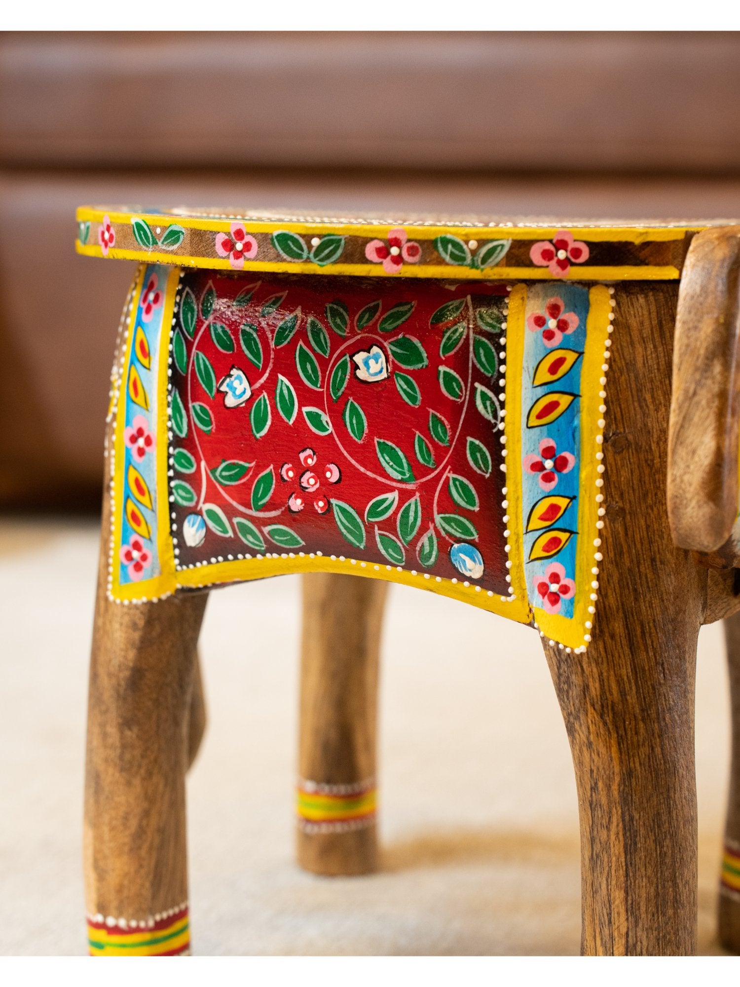 Elements of Piharwa Handcrafted Elephant Bust Side Stool