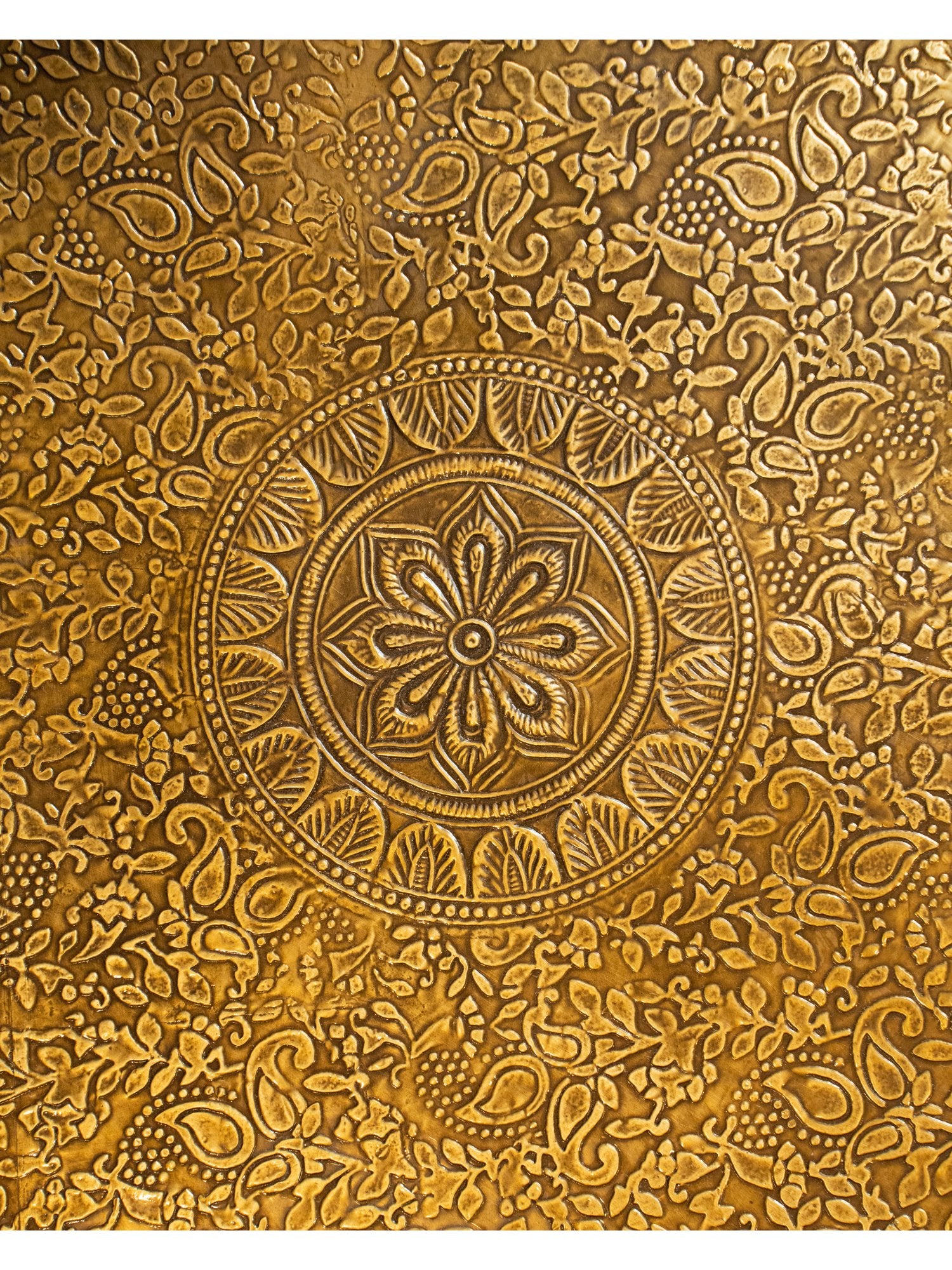 Elements of Piharwa Wooden Round Table with Brass Fitted Top
