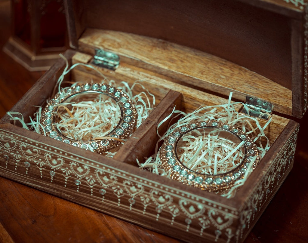 Elements of Piharwa Hand made Wooden Storage with Mirror Work