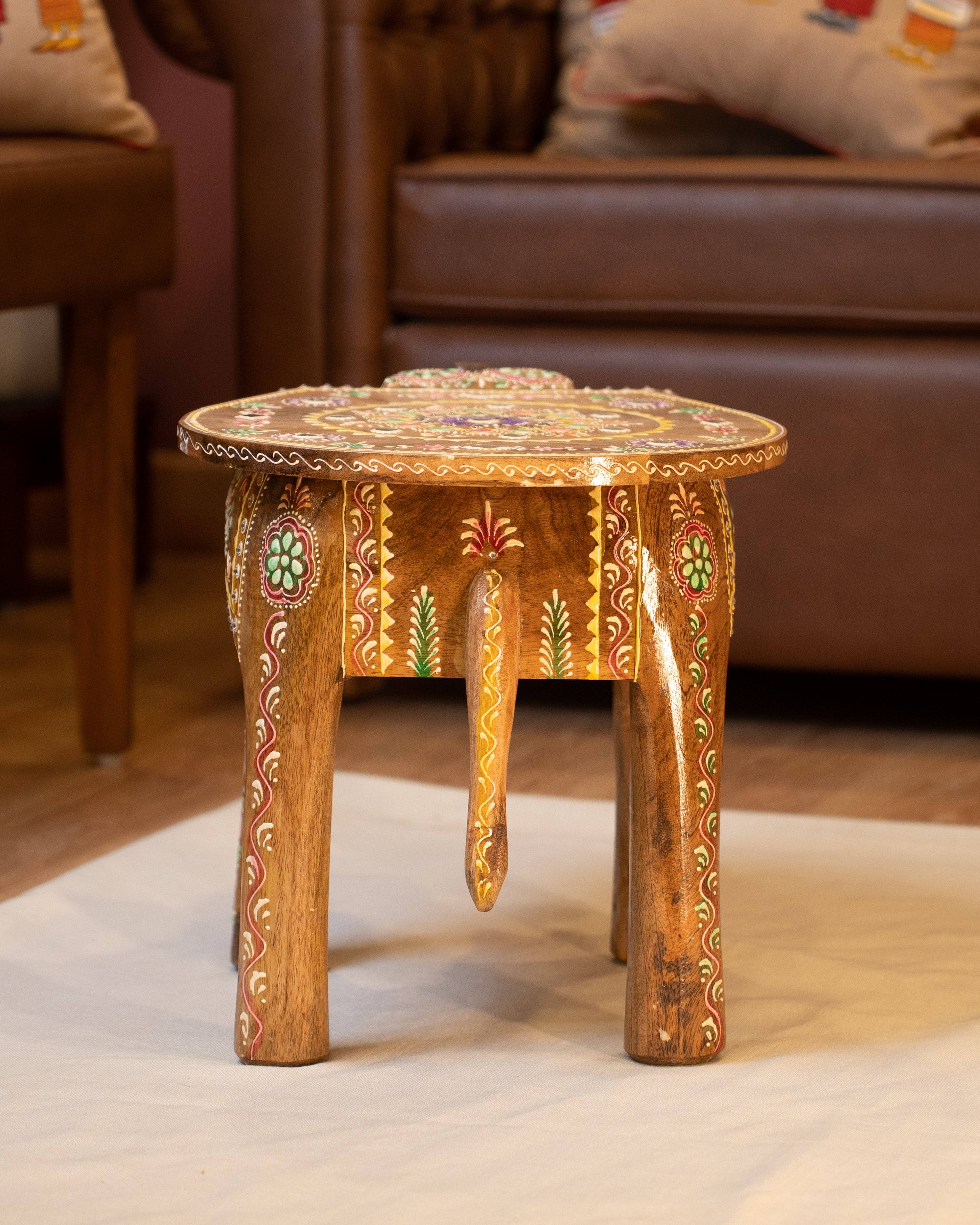 Elements of Piharwa Handcrafted Elephant Bust Side Stool