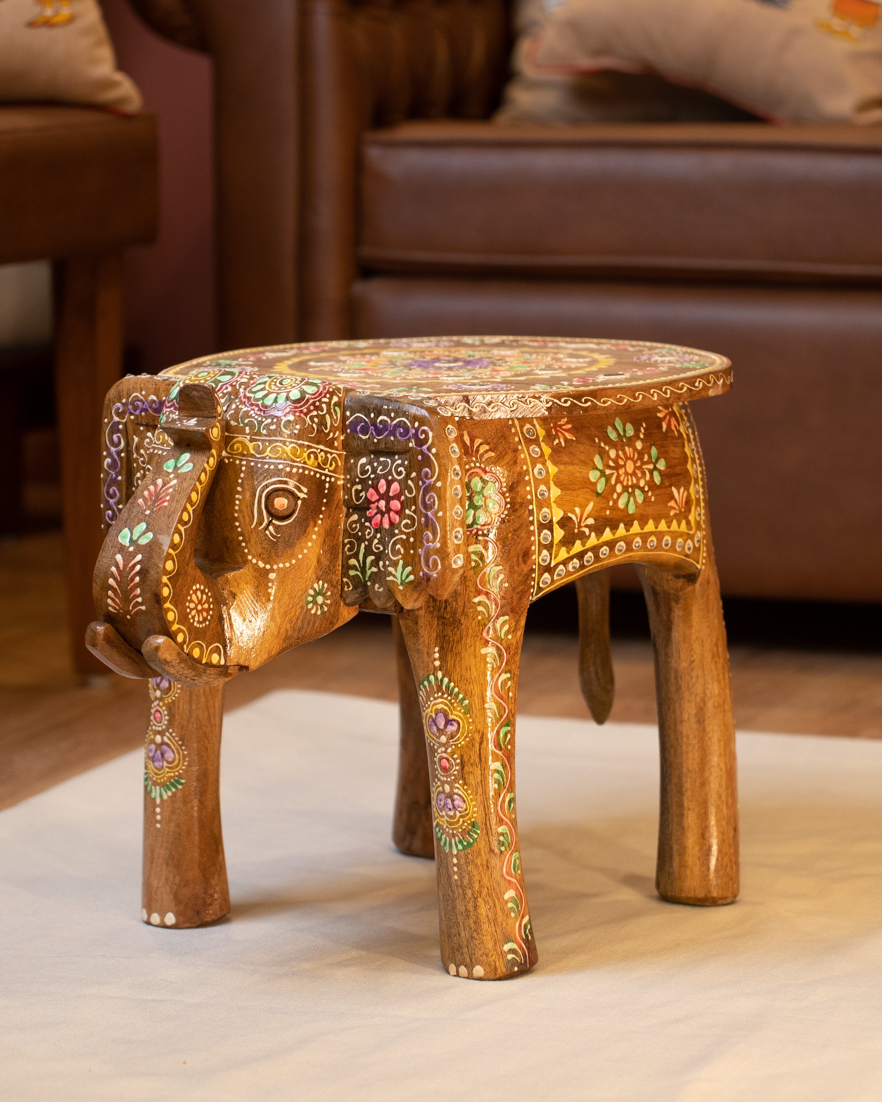 Elements of Piharwa Handcrafted Elephant Bust Side Stool