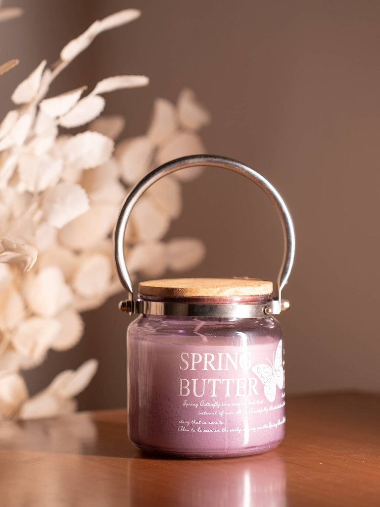 Elements of Piharwa Spring Butter Jar Candle With Wooden Lid Pink