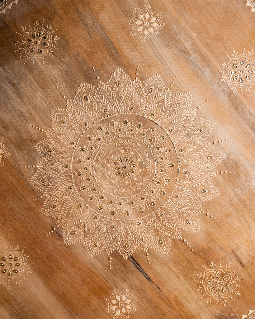 Elements of Piharwa Elephant table with polish embossed