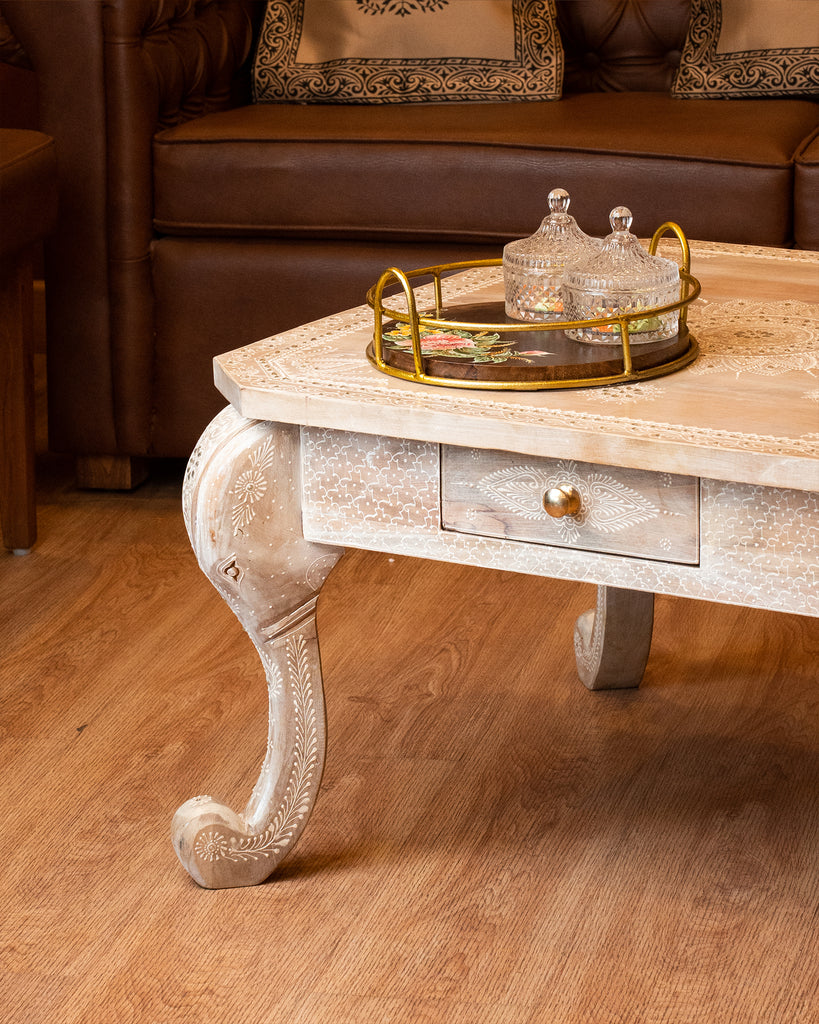 Elements of Piharwa Elephant table with polish embossed