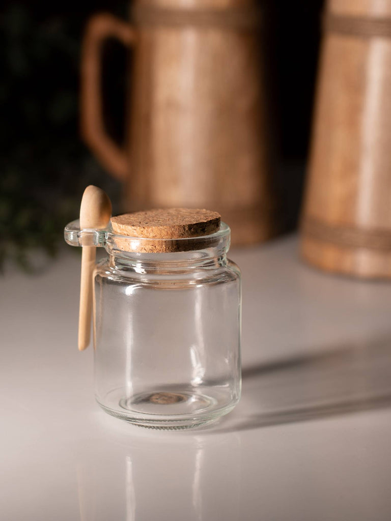 Elements of Piharwa Glass Jar With Spoon & Cork Lid