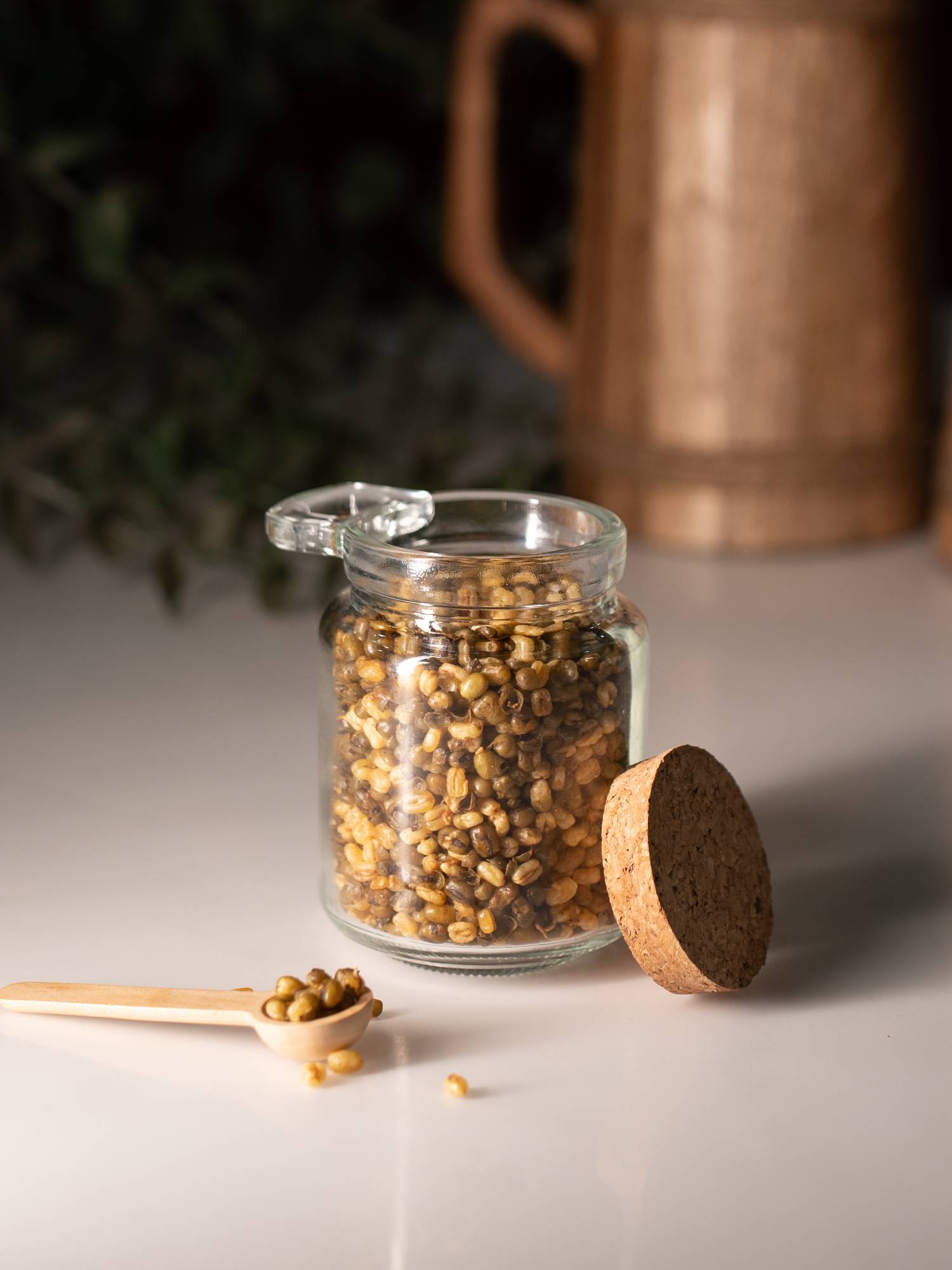 Elements of Piharwa Glass Jar With Spoon & Cork Lid
