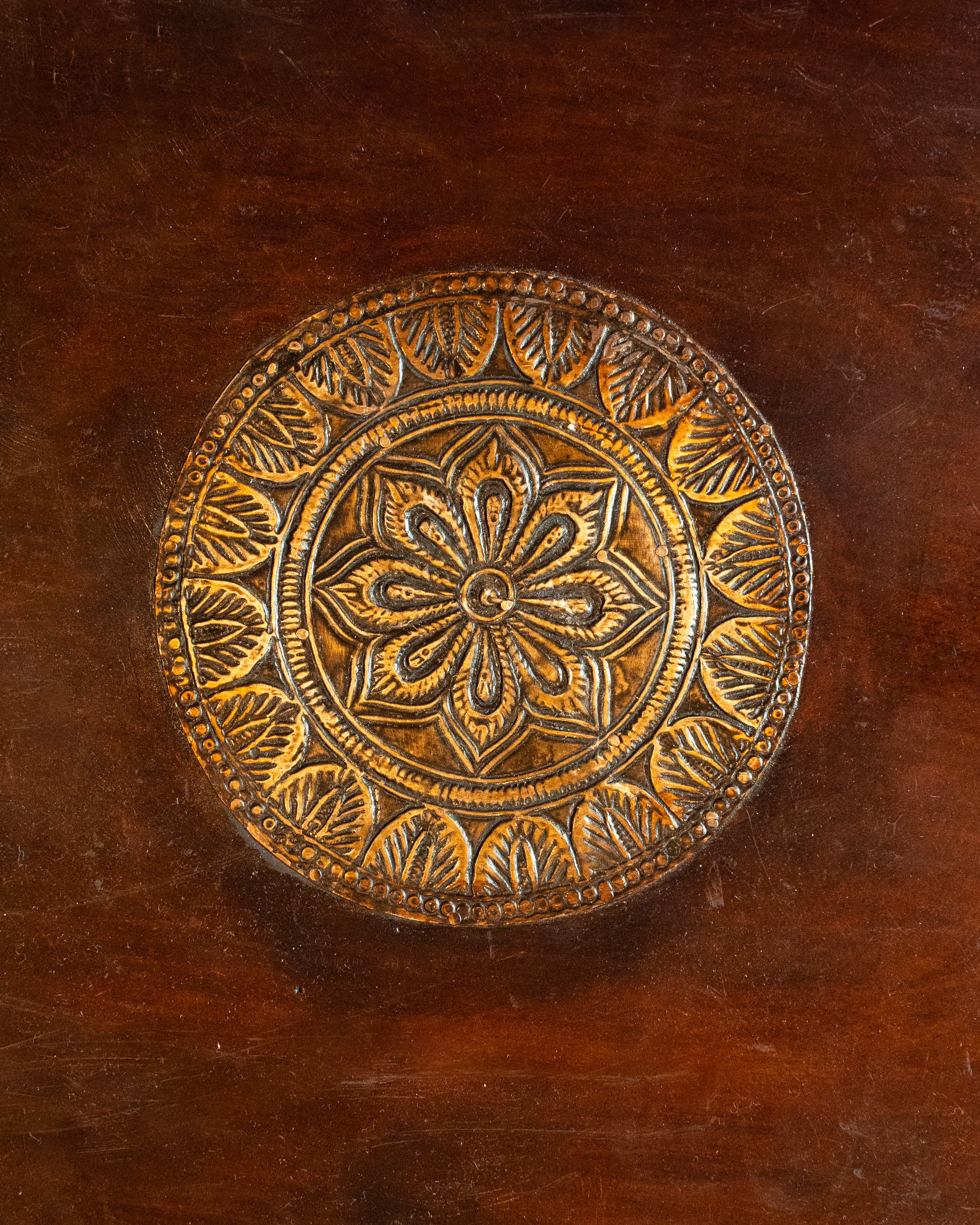 Elements of Piharwa Handcrafted Elephant Bust Side Stool - Dark Brown