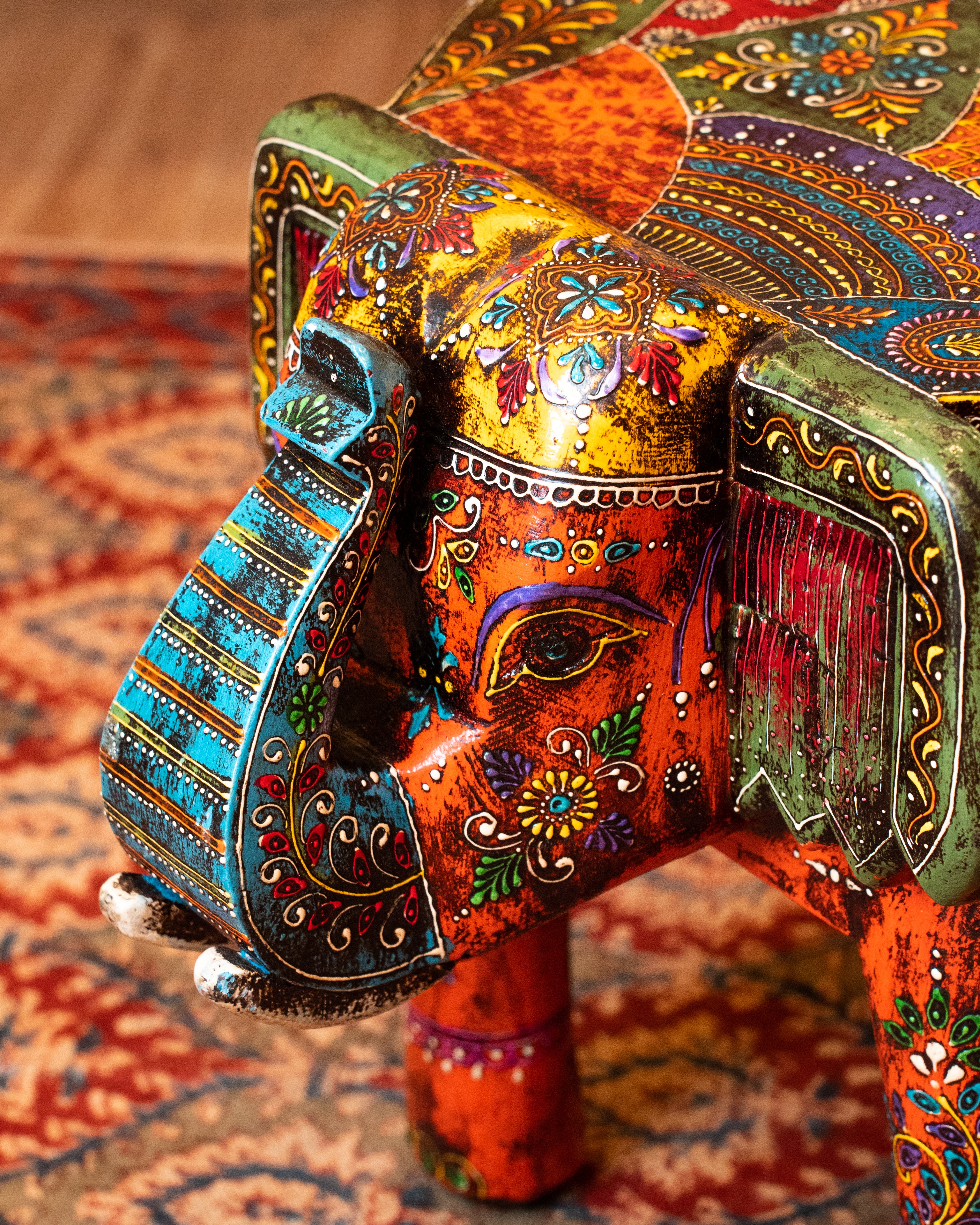 Elements of Piharwa Handcrafted Elephant Bust Side Stool