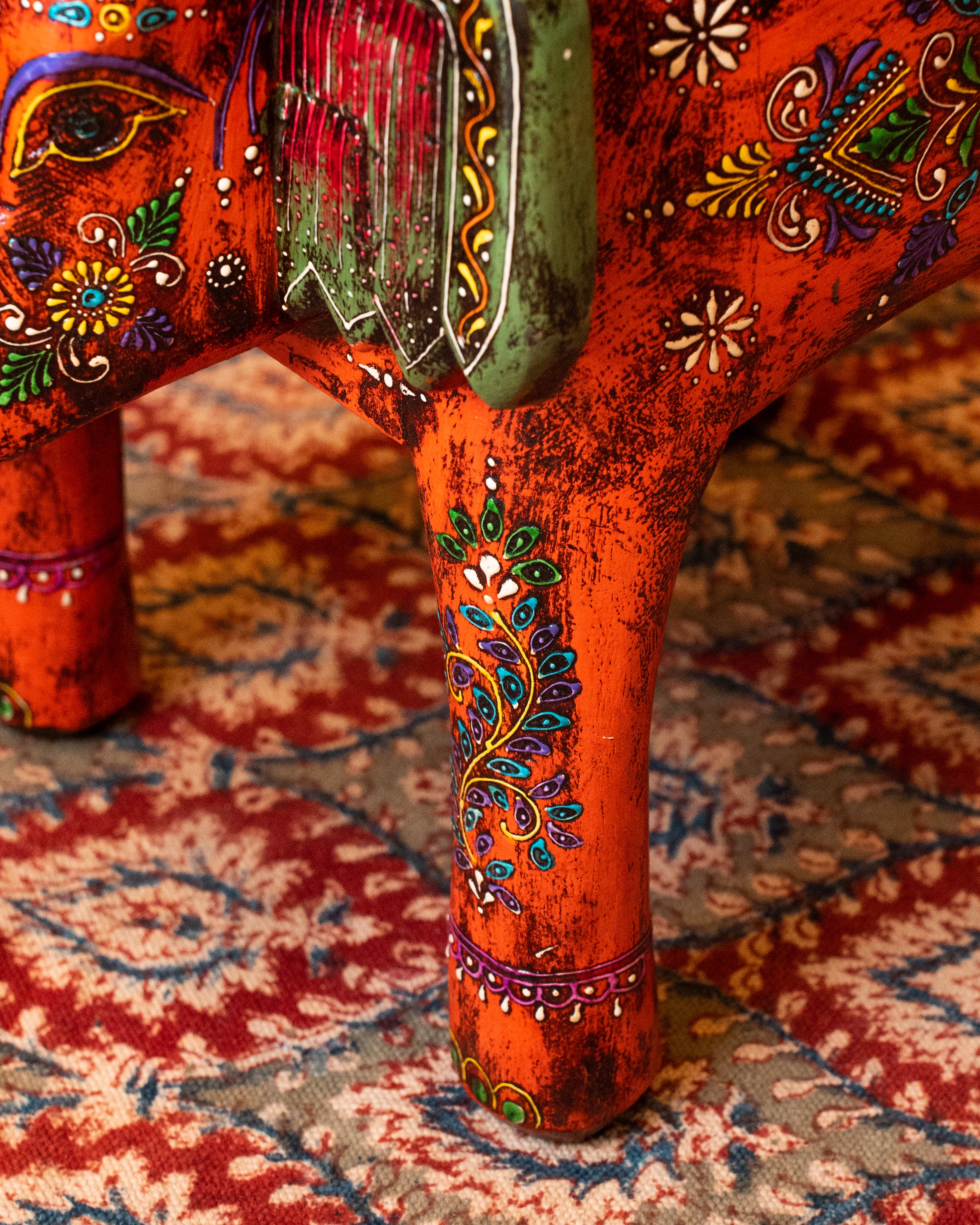 Elements of Piharwa Handcrafted Elephant Bust Side Stool