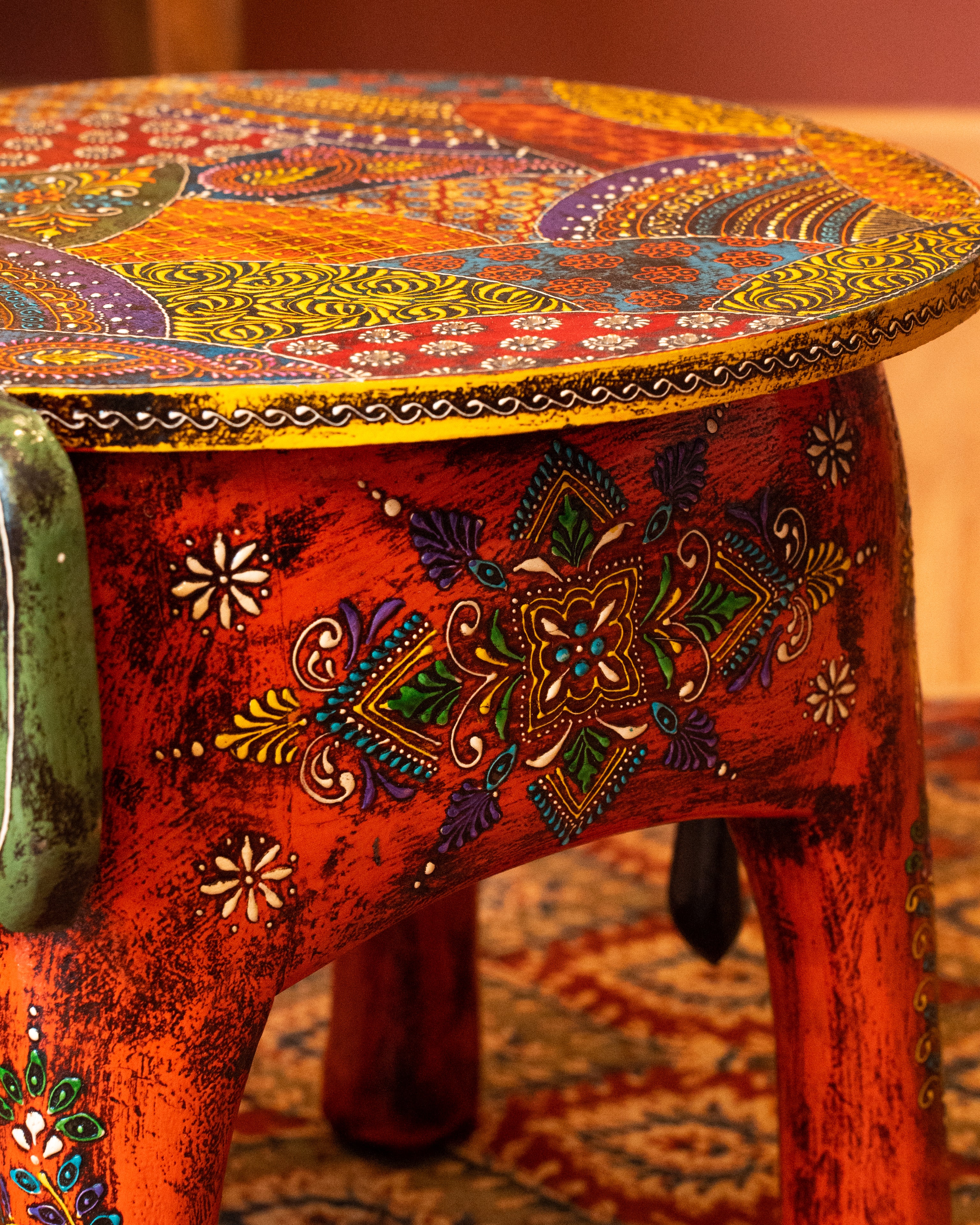 Elements of Piharwa Handcrafted Elephant Bust Side Stool